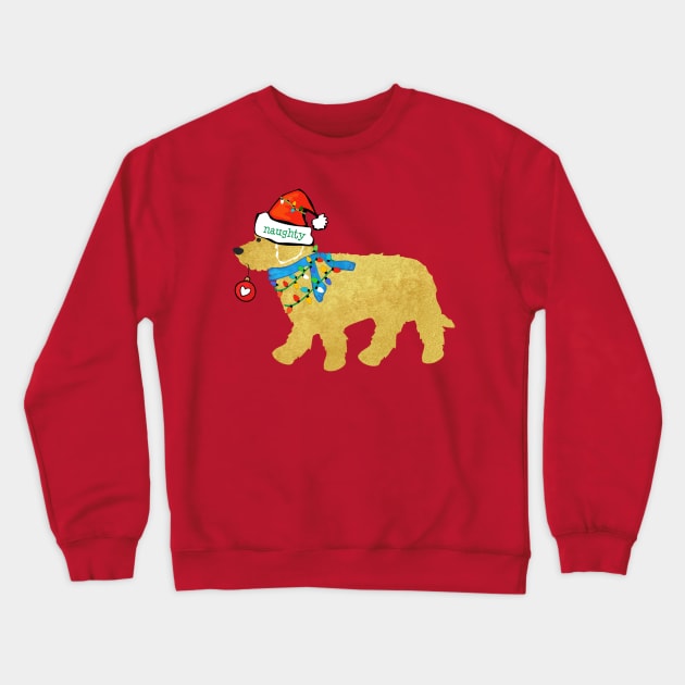 Christmas Goldendoodle Naughty Dog Crewneck Sweatshirt by EMR_Designs